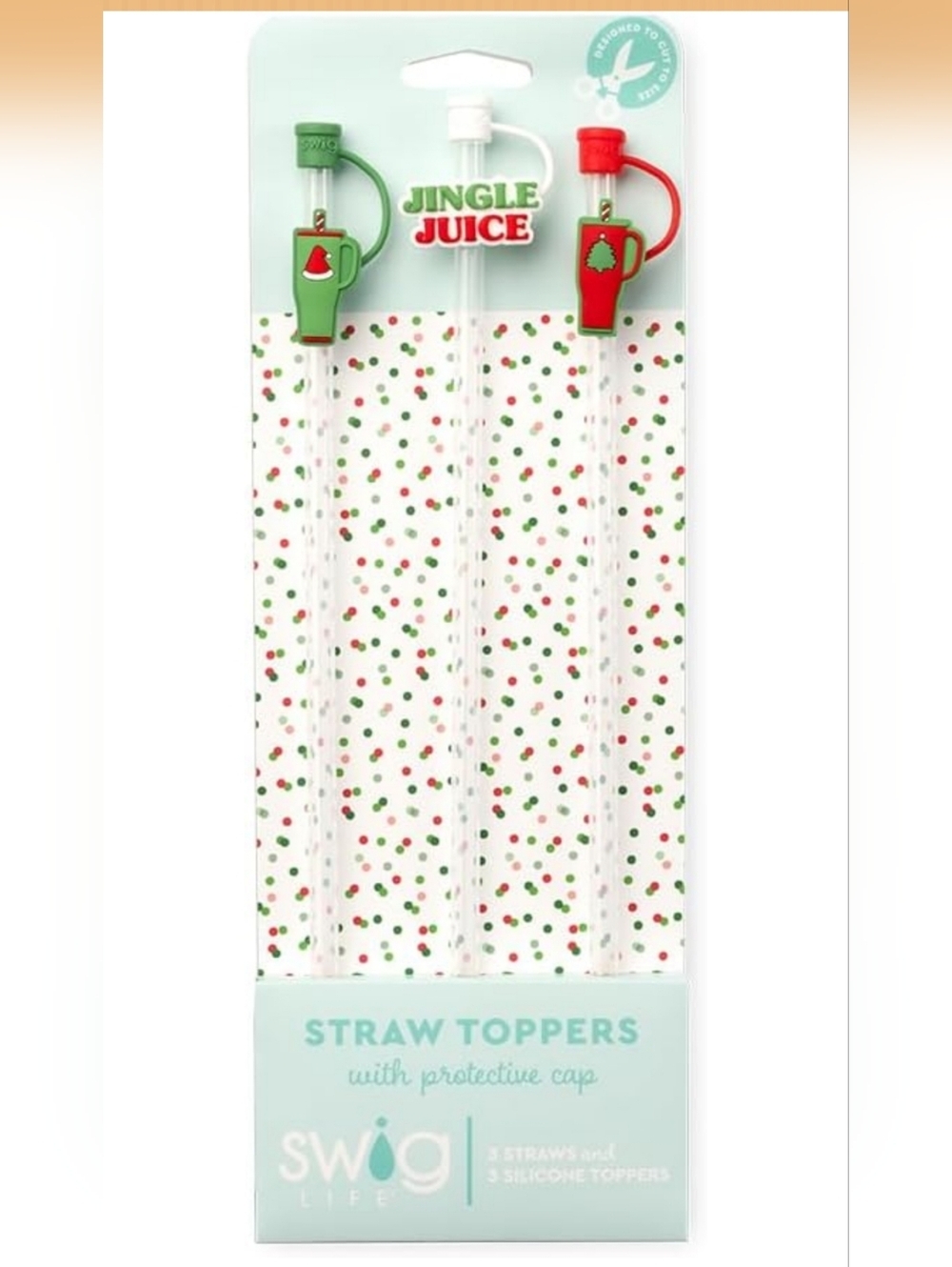 Jingle Juice Holiday Straw Toppers – Red & Green